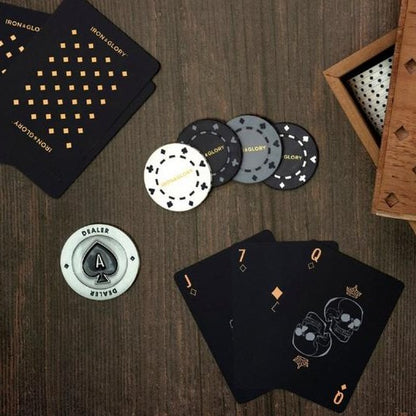 Poker Set Dead Mans Hand Iron and Glory Wooden Box