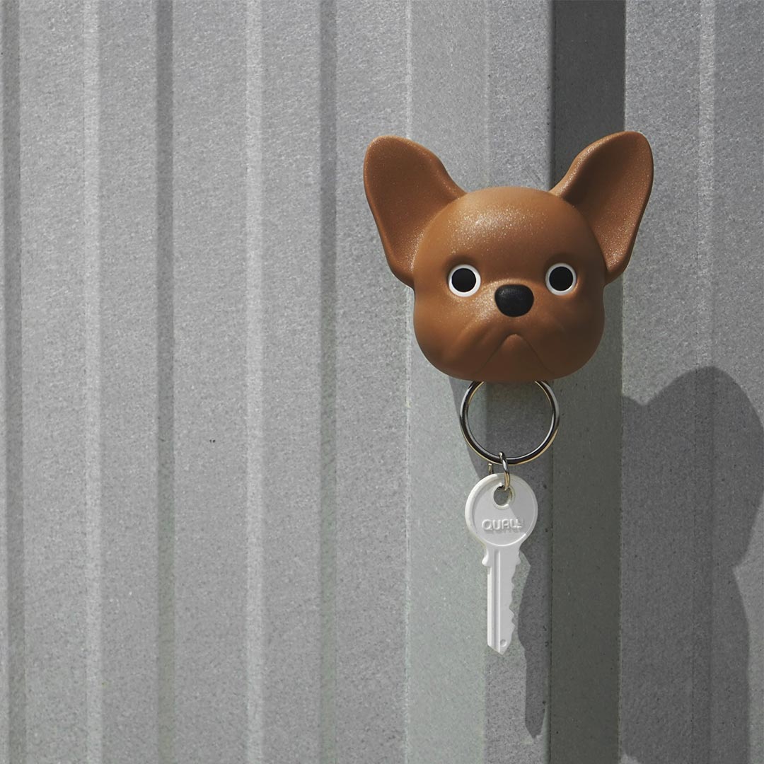 Dog key holder wall mounted Frenchy Dog in brown