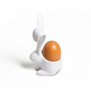 Egg Holder and Spoon Rabbit Design in White