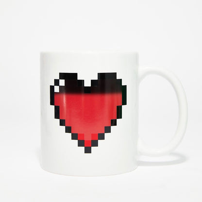 Mug with heat changing 'Pixel Heart' in white