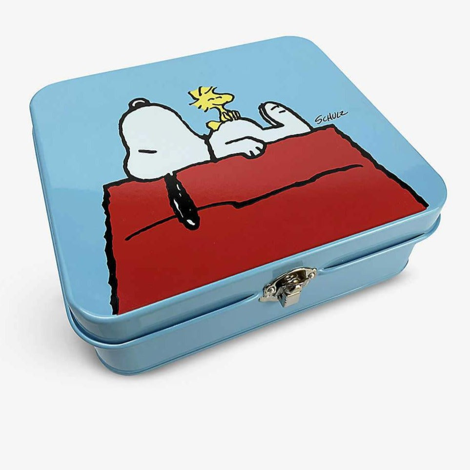 Snoopy Tin Large in Blue and Red House