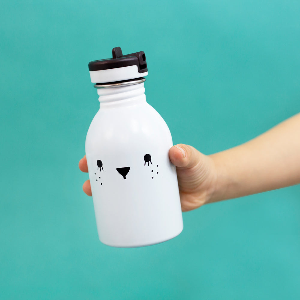 Small water bottle 9oz stainless steel in white