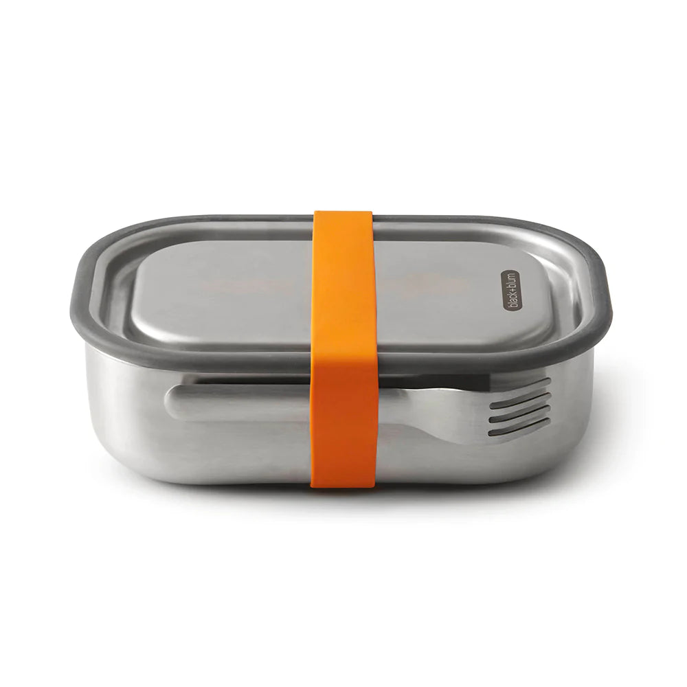 Stainless Steel Lunch Box with Silicone Strap Orange