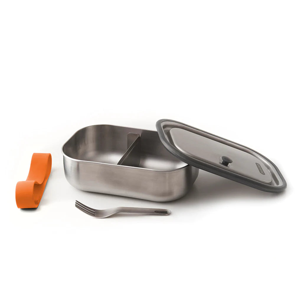 Stainless Steel Lunch Box with Silicone Strap Orange