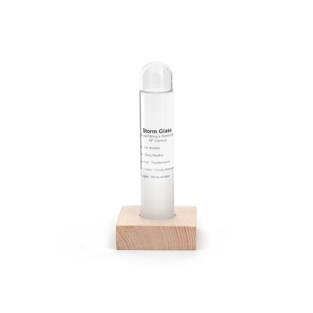 Storm Glass Barometer with Beech Wood Base