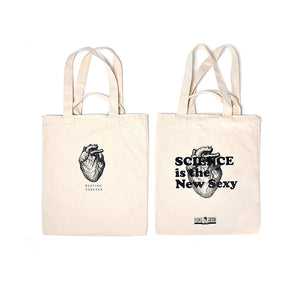 Glass Specimen Jar & Linen Science Tote Bag Beating Forever (Heart)