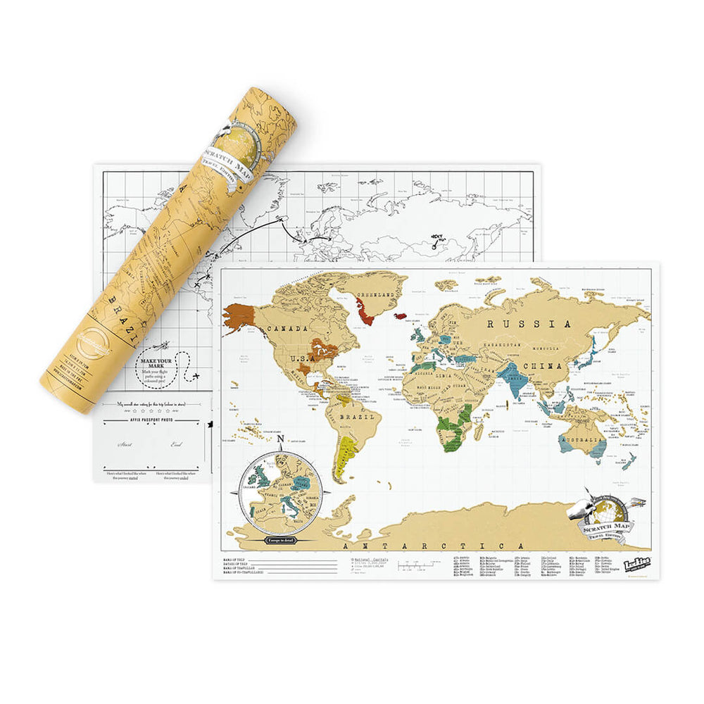 Mini Scratch Map Scratch Map travel edition in white