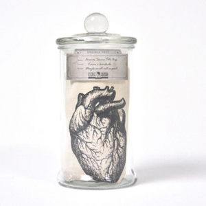 Glass Specimen Jar & Linen Science Tote Bag Beating Forever (Heart)