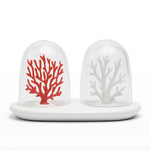 Salt and pepper shaker set Coral Reefs Bleaching ocean climate change in white