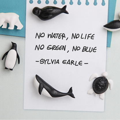 Magnets 'Save the Ocean' Stationary Set of 6 Black White
