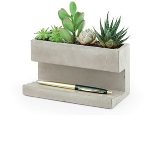 Planter and Pen Holder Desk Tidy Stationery Organiser Concrete in Grey