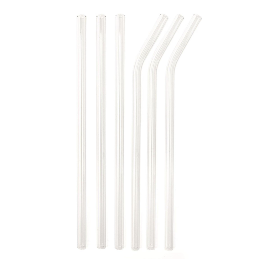 Reusable Clear Glass Straws - Set of 6