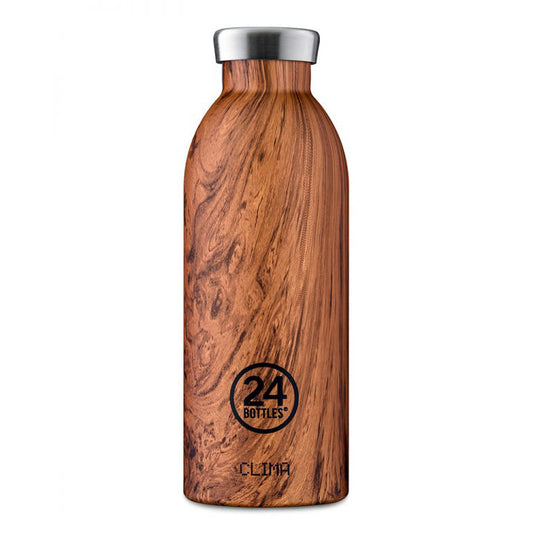 Water Bottle Insulated 500ml Brown Sequoia Wood Finish