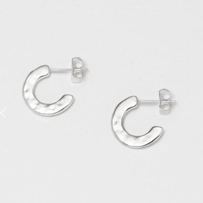 Hoop Earrings Silver Plated Hammered Textured Estella Bartlett