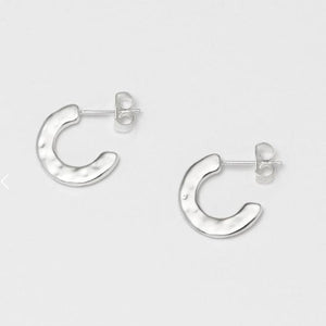 Hoop Earrings Silver Plated Hammered Textured Estella Bartlett