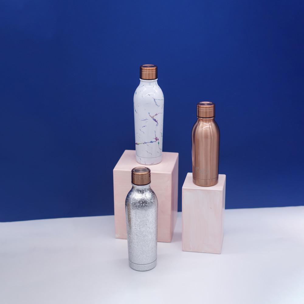 Water Bottle Insulated Leak Proof Double Walled 500ml in Silver Sparkle