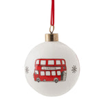 Bauble with London Bus souvenir gift in white