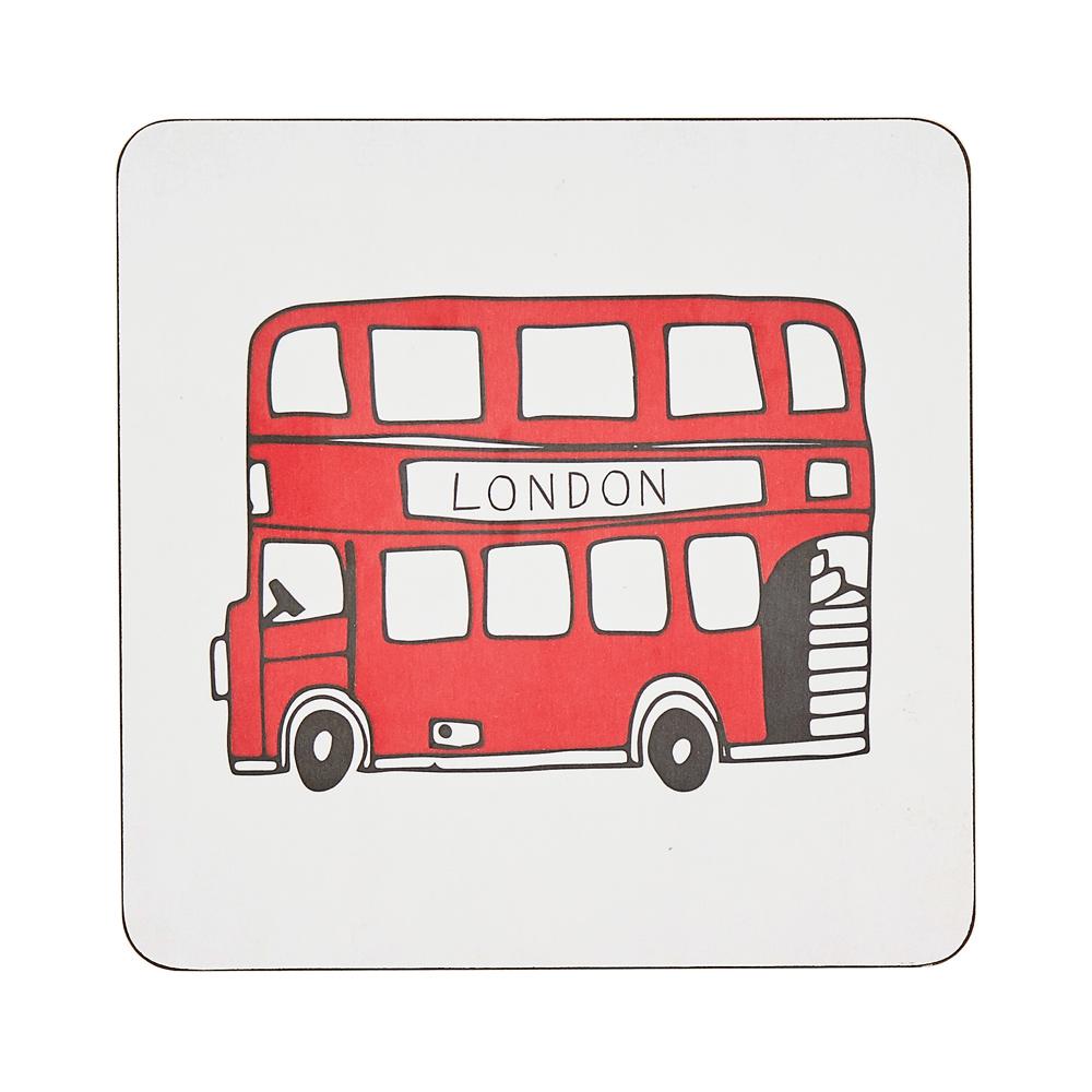 Pot stand with London Bus souvenir gift in white