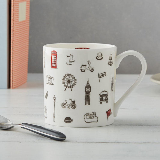 Mug with London Icons souvenir gift in white