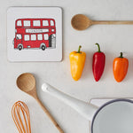 Pot stand with London Bus souvenir gift in white
