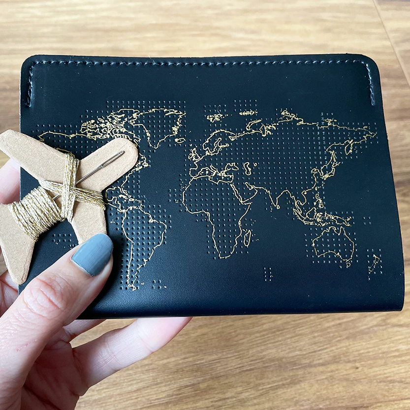 Stitch DIY Passport Cover Vegan Leather Black