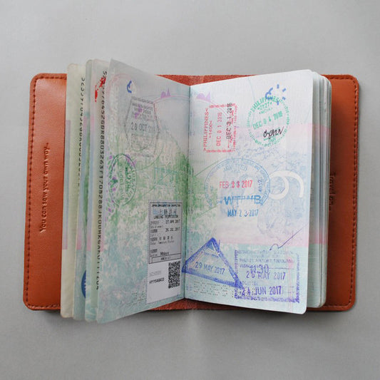 Stitch passport cover in brown