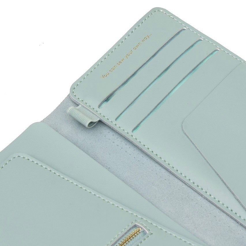 
            
                Load image into Gallery viewer, Customisable stitch travel wallet real leather in mint green
            
        