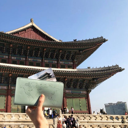 Customisable stitch travel wallet real leather in mint green