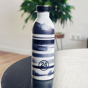 Water Bottle Lightweight 500ml Black and White Stripes