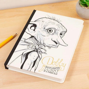 Harry Potter A5 notebook with Dobby the Elf in cream