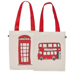 Canvas bag with Telephone box and Red Bus souvenir gift in cream