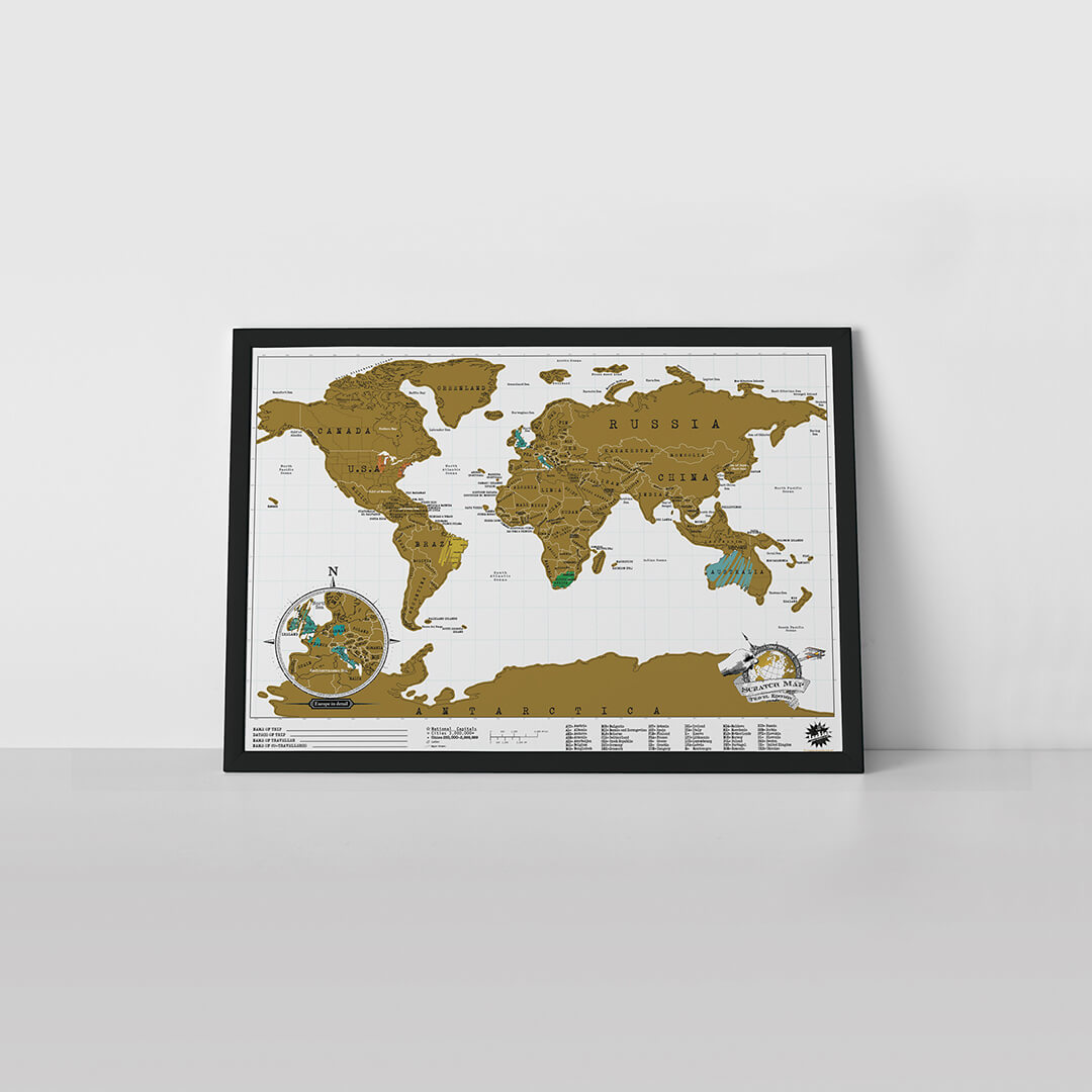 Scratch Map travel edition in white
