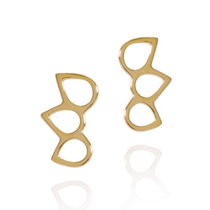 Earrings in gift bottle 'triple point' from 18ct gold plate