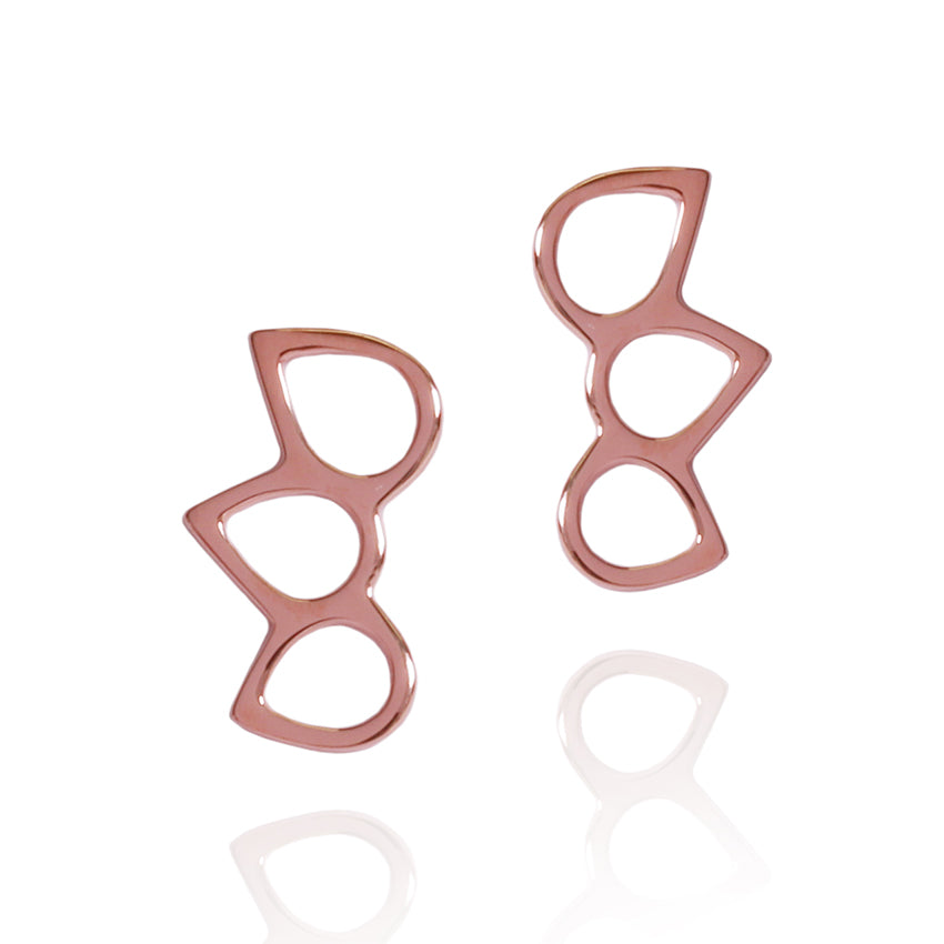 Earrings in gift bottle 'triple point' from rose gold plate