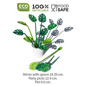 Reusable Aperitif Set Tropical Leaf Green Qualy
