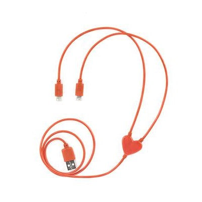 Heart dual phone charger usb cable