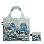 Foldable Tote bag with 'Old Vineyard and Landscape' artwork by Vincent Van Gogh in blue