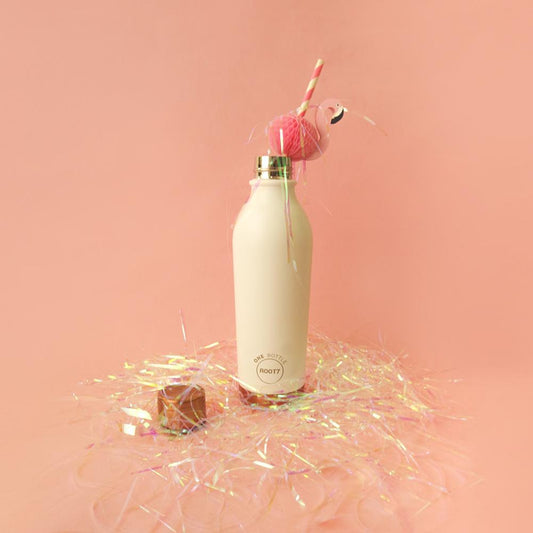 Water Bottle Insulated Leak Proof Double Walled 500ml in White and Gold