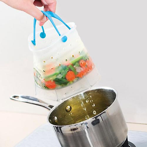 Steamer Strainer Boil Bag Kitchen Hack- Big Vebo in White & Blue