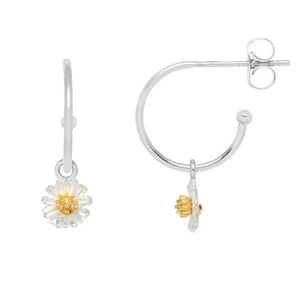 Wildflower Hoop Earrings In Silver and Gold