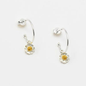 Wildflower Hoop Earrings In Silver and Gold