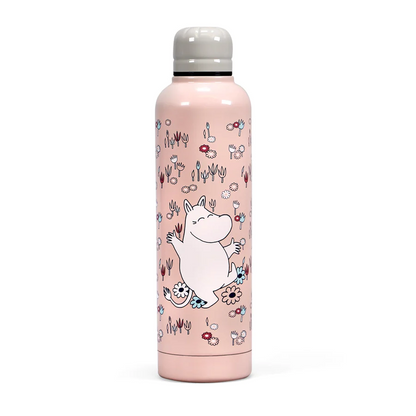 Water Bottle Moomin Pink Flowers Double-Walled