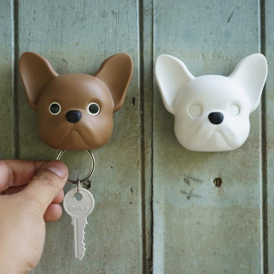 Dog Key Holder Wall Mounted Frenchy Dog in White