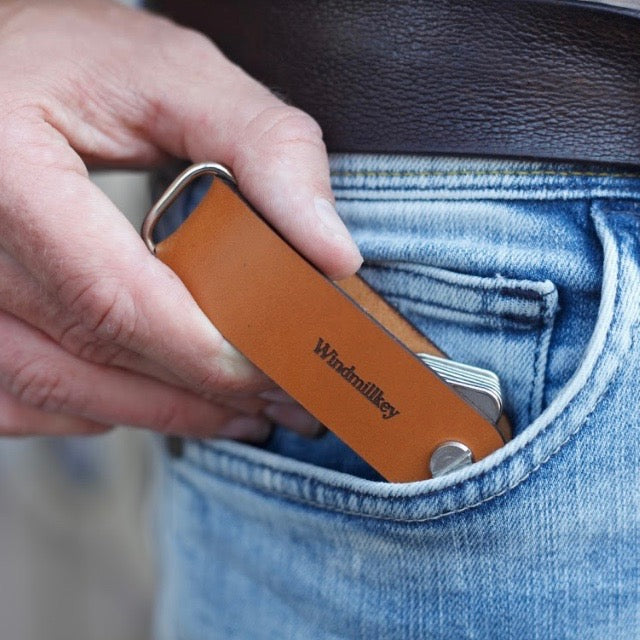 Key organiser 'Windmillkey' in tan genuine leather