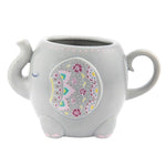 Mug shaped as Mandala Elephant in grey