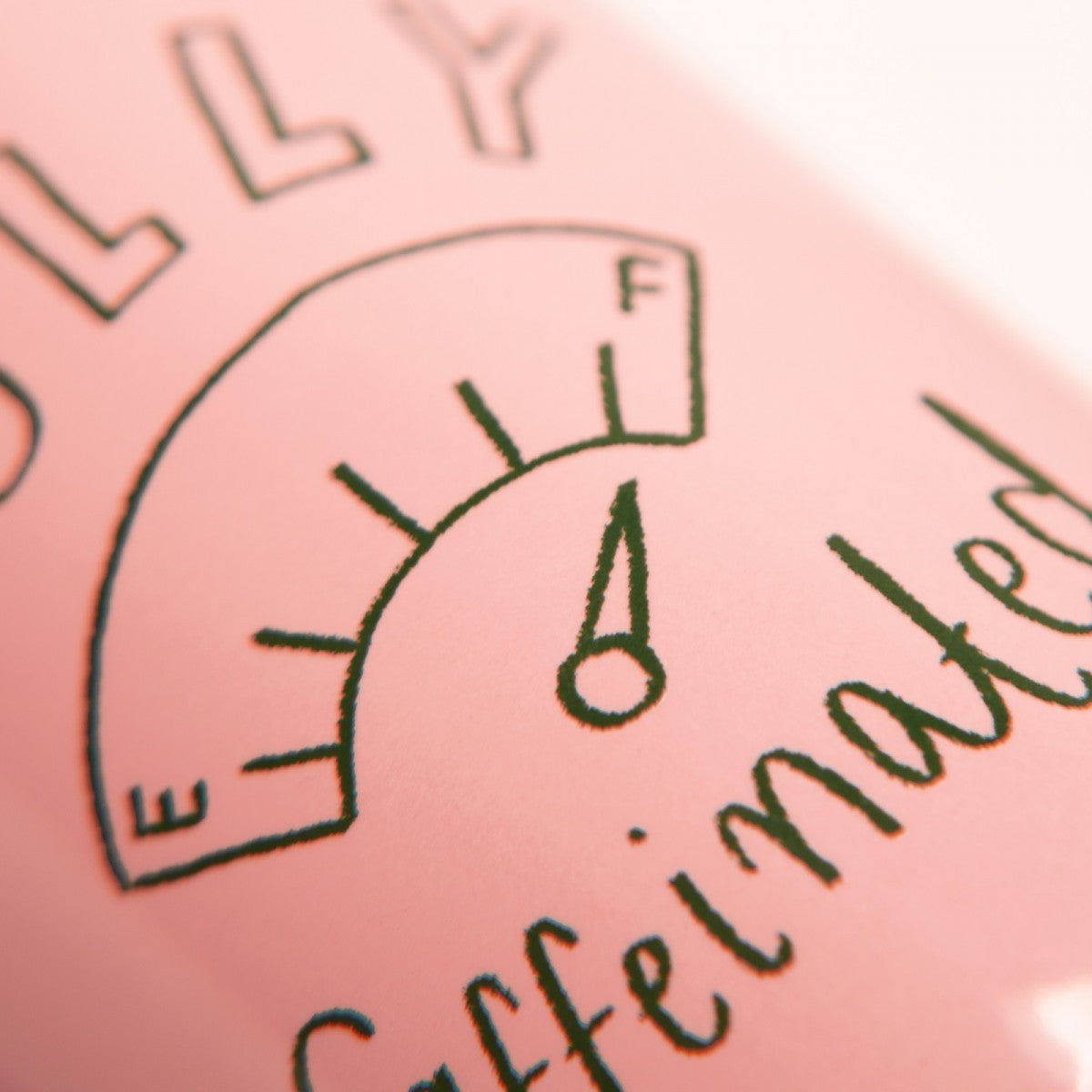 Mug with 'Fully Caffeinated' in pink by Amy Lesko