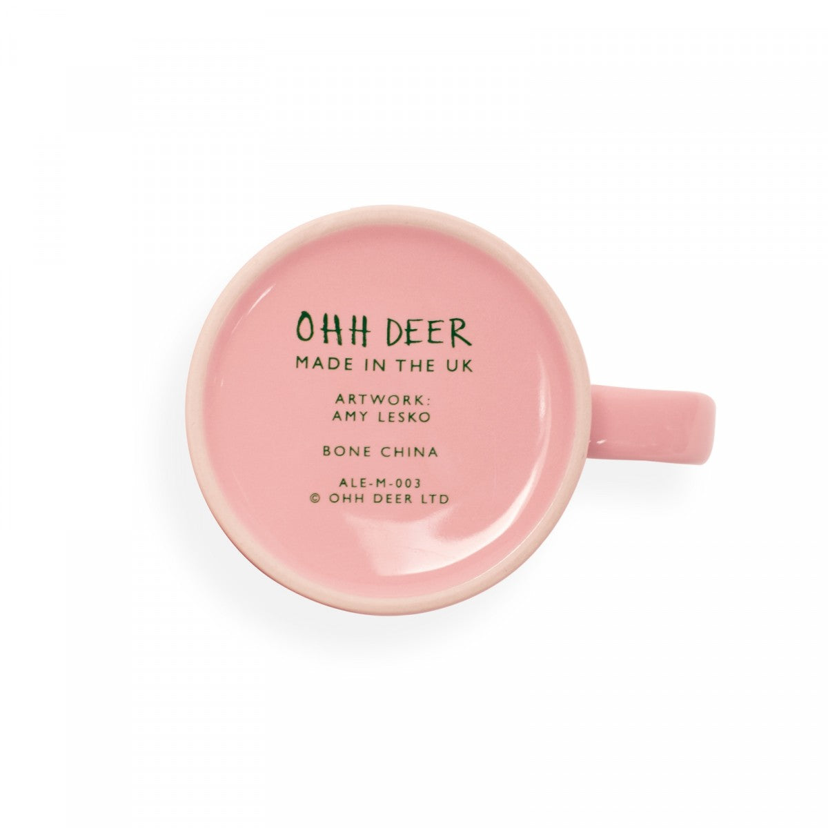 Mug with 'Fully Caffeinated' in pink by Amy Lesko