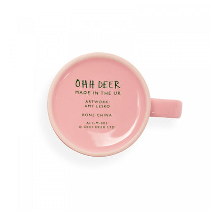 Mug with 'Fully Caffeinated' in pink by Amy Lesko