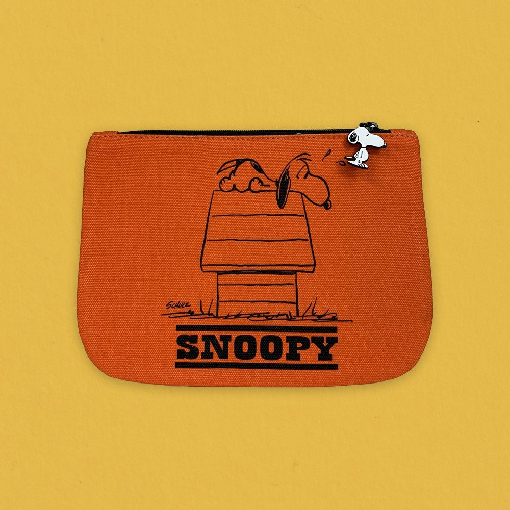Snoopy Pouch Allergic To Mornings in Orange