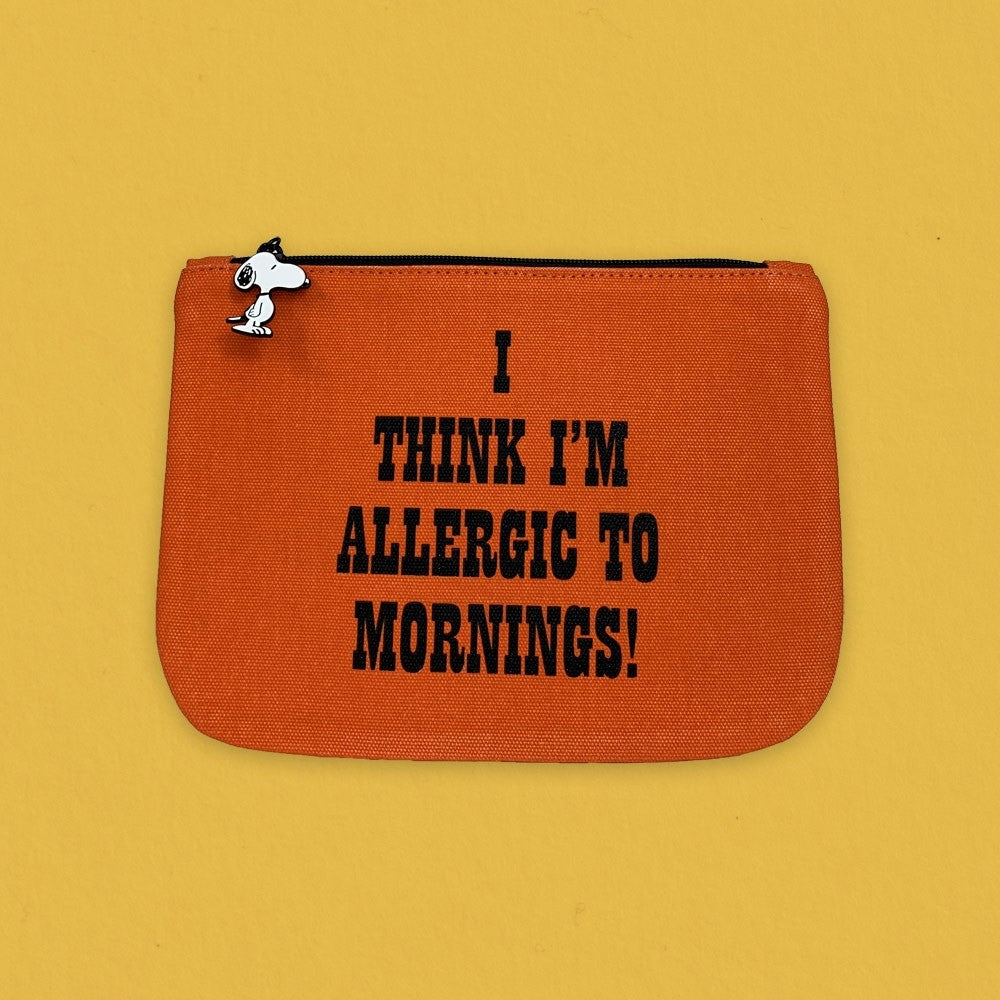 Snoopy Pouch Allergic To Mornings in Orange